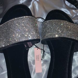 Bedazzled Velvet Slides